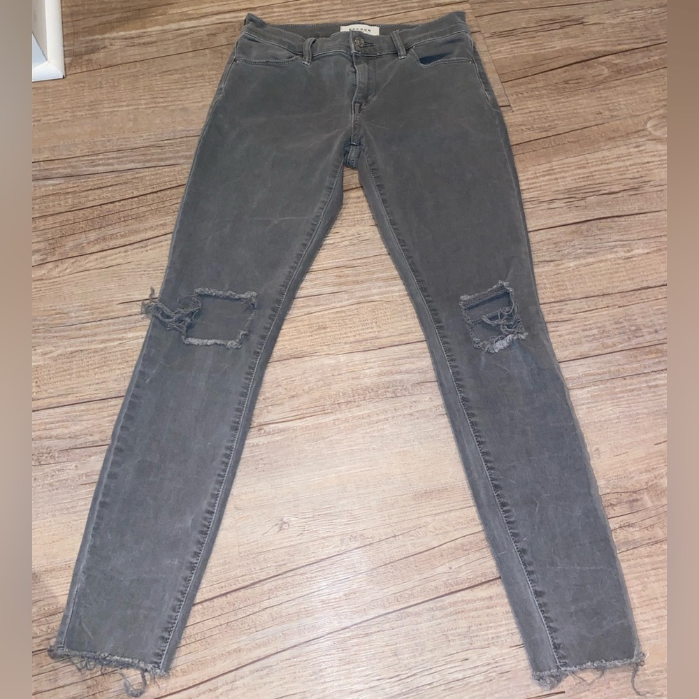 Gray ripped skinny jeans